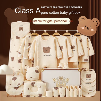 Cute Bear Printed Newborn Baby Pure Cotton Clothing Gift Set