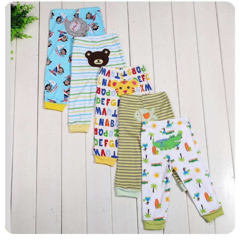 5-Pack Cartoon Print Baby Leggings | Soft Cotton Toddler Pants with Elastic Waist