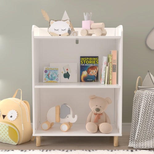 Kids 3-Tier Wooden Bookcase – Multi-Purpose Storage Shelf with Safety Features