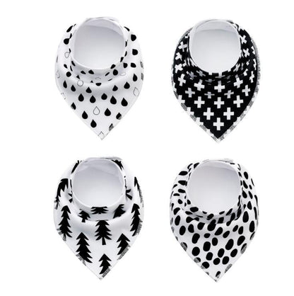 4pcs Printed Baby Bibs and Burp Cloth Set: Adorable and Absorbent Essentials