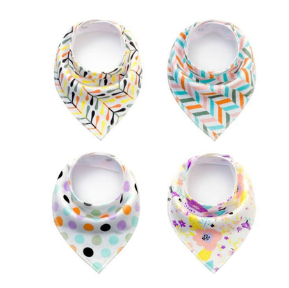 4pcs Printed Baby Bibs and Burp Cloth Set: Adorable and Absorbent Essentials