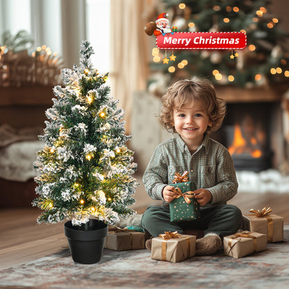 2ft Green Plush 30 Light, Warm Color 8 Mode, Battery Box Control, 70 Branches, Plastic Basin Base, PVC Christmas Tree Material