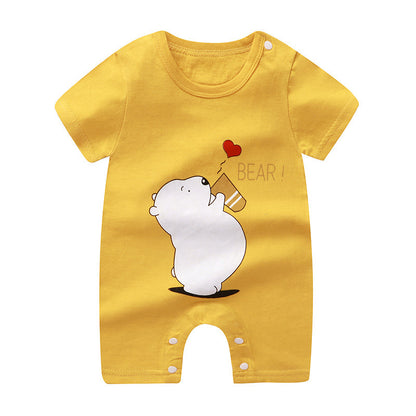 Adorable Cartoon Printed Baby Cotton Pullover Romper - Soft and Comfy