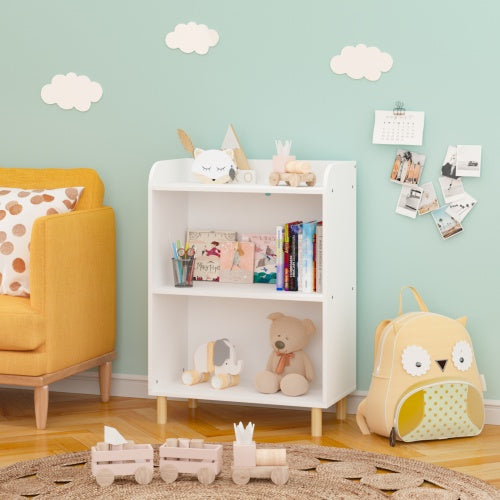 Kids 3-Tier Wooden Bookcase – Multi-Purpose Storage Shelf with Safety Features