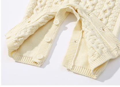 Autumn & Winter Knitted Long Sleeve Romper with Matching Knitted Hat for Babies