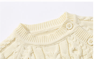 Autumn & Winter Knitted Long Sleeve Romper with Matching Knitted Hat for Babies