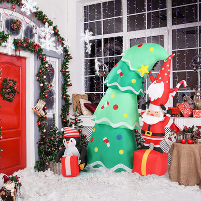 6FT Christmas Inflatable with 8 LED Lights – Santa, Elf & Penguin Yard Decoration for Holiday Display