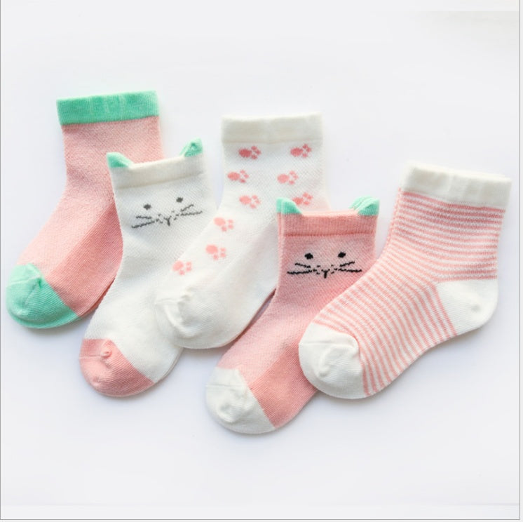 Children’s Cotton Socks Pack of 5 – Breathable Summer Socks for Boys & Girls