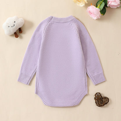 Charming Autumn Floral Embroidered Baby Romper – Cozy and Stylish Outfit