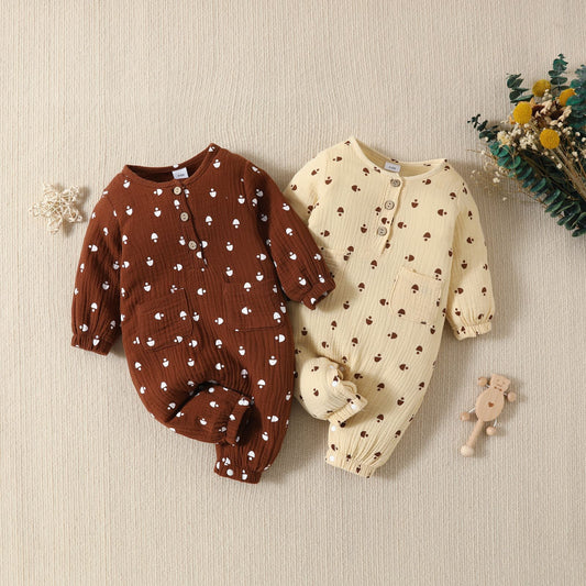 Adorable Printed Baby Cotton Long Sleeve Jumpsuit – Stylish and Comfortable