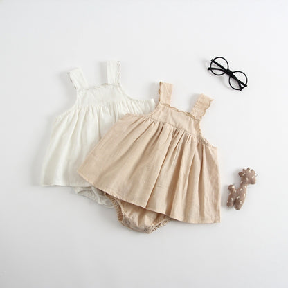 Princess Baby Romper Dress with Suspenders - Adorable Baby Outfit