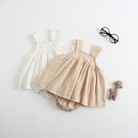 Princess Baby Romper Dress with Suspenders - Adorable Baby Outfit