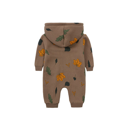 Fashion Hooded Baby Long Sleeve Fleece Jumpsuit | Cozy Infant Wear
