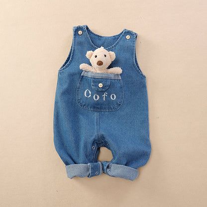 Stylish Baby Leotard Outwear: Fashionable Suspender Outer Wear Jeans for Your Little Trendsetter!