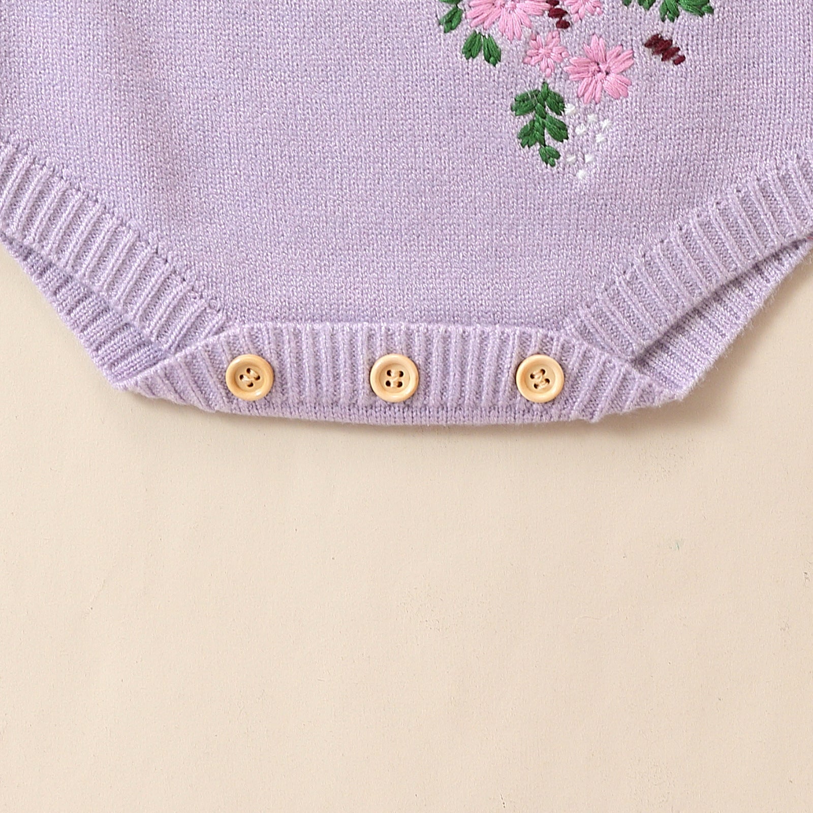 Charming Autumn Floral Embroidered Baby Romper – Cozy and Stylish Outfit
