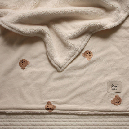Soft and Fluffy Cute Baby Bear Blanket - Half Velvet Comfort