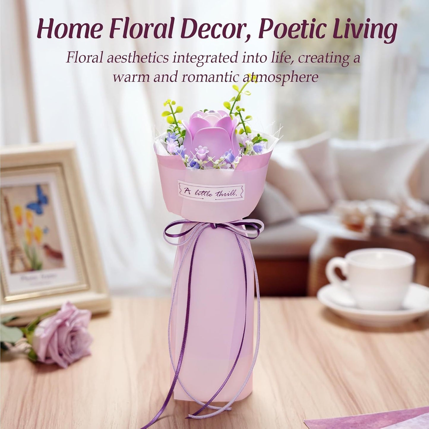 Purple Rose 3D Flower Puzzle Kit – DIY Artificial Flower Model for Home Decor & Gifts for Women