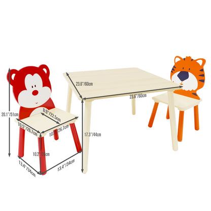3-Piece Kids Wooden Table & Chair Set – Toddler Activity Play Furniture