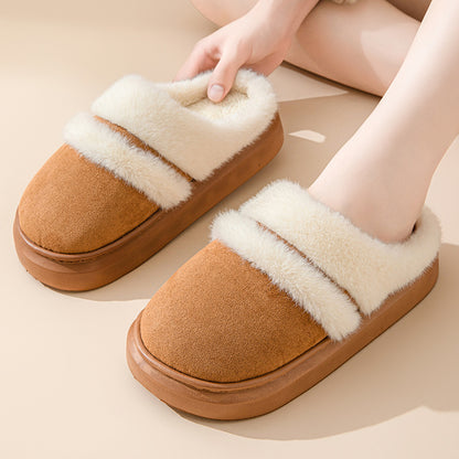 Women’s Warm Cotton Slippers – Thick Non-Slip Velvet House Shoes for Winter