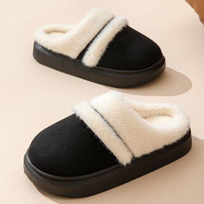 Women’s Warm Cotton Slippers – Thick Non-Slip Velvet House Shoes for Winter