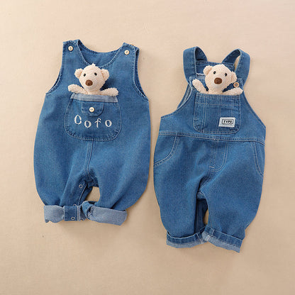 Stylish Baby Leotard Outwear: Fashionable Suspender Outer Wear Jeans for Your Little Trendsetter!