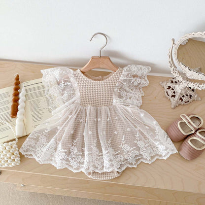 Lace Summer Flounced Sleeve Baby Dress Jumpsuit: Adorable Style for Sunny Days