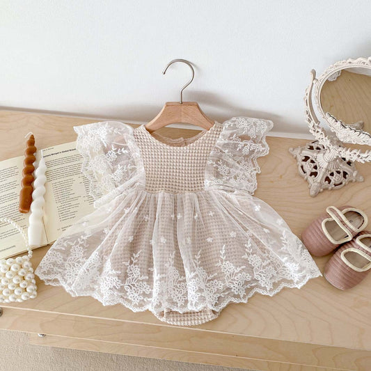 Lace Summer Flounced Sleeve Baby Dress Jumpsuit: Adorable Style for Sunny Days
