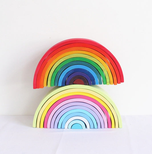 Colorful Learning Adventure: Large 12-Piece Arch Bridge Rainbow Building Blocks Jigsaw Puzzle - Early Childhood Education Toy
