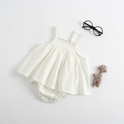 Princess Baby Romper Dress with Suspenders - Adorable Baby Outfit