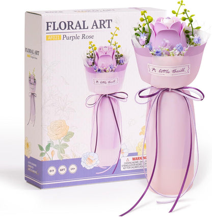 Purple Rose 3D Flower Puzzle Kit – DIY Artificial Flower Model for Home Decor & Gifts for Women