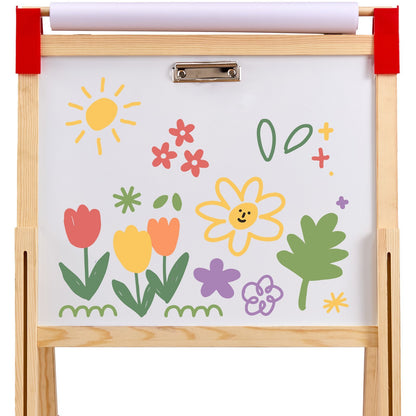 3-in-1 Kids Art Easel – Double-Sided Wooden Easel with Magnetic Whiteboard & Chalkboard