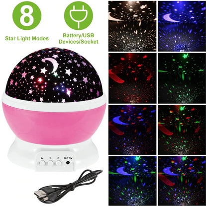 LED Star Sky Projector Night Light – Rotating Starry Lamp for Kids’ Bedroom or Nursery