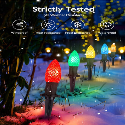Christmas Solar C9 Strawberry Lights – 20PCS Outdoor Floor Plug LED String Lights for Holiday & Garden Decoration
