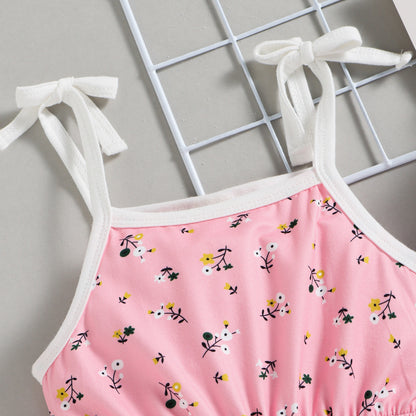 Children's Fashion Floral Printed Spaghetti Strap Romper | Stylish Summer Outfit