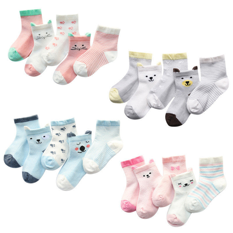 Children’s Cotton Socks Pack of 5 – Breathable Summer Socks for Boys & Girls