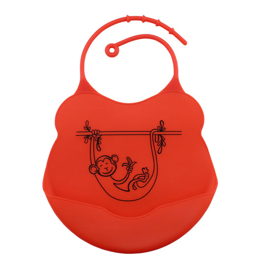 Adorable Cartoon Printed Silicone Bib for Mess-Free Mealtime