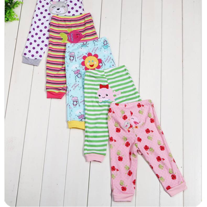 5-Pack Cartoon Print Baby Leggings | Soft Cotton Toddler Pants with Elastic Waist