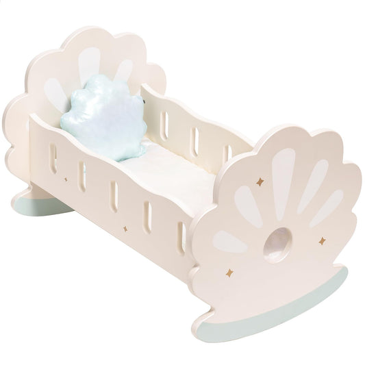 Baby Doll Crib, Baby Doll Bed, Doll Rocking Cradle Baby Doll Accessories Furniture With Bedding For 18 Inch Dolls