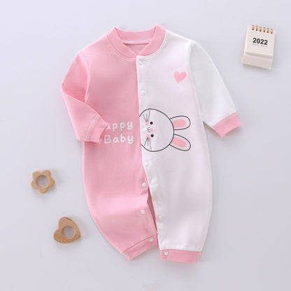 Unisex Long Sleeve Cotton Cartoon Printed Casual Climbing Suit for Babies