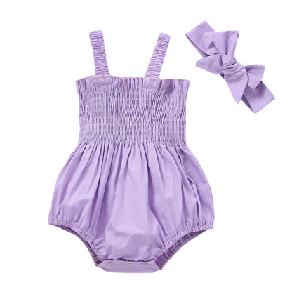 Adorable Infant Baby Girls' 2-Piece Summer Outfits: Sleeveless Frill Smock Set