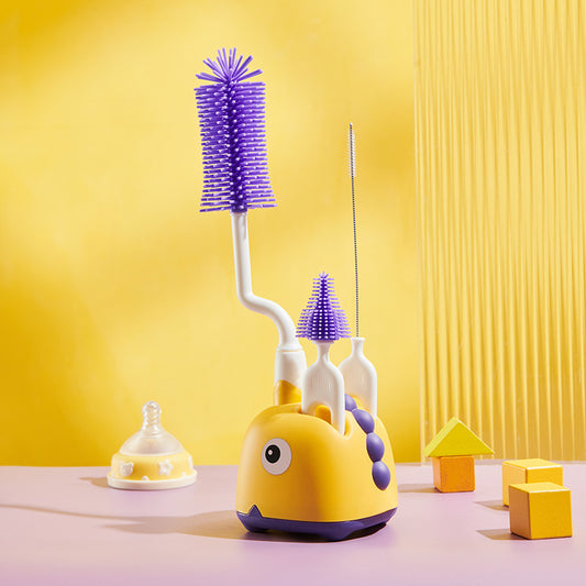 Essential Baby Bottle Brush Set with Convenient Base Nipple Attachment