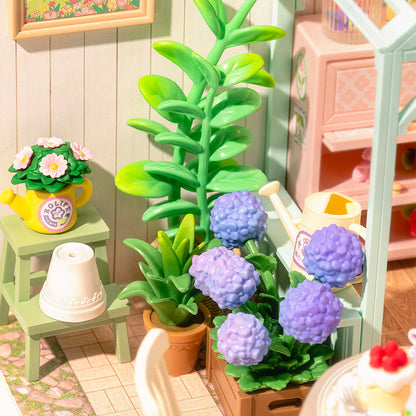 Miniature House Kit – DIY Dollhouse Model Craft Set for Kids & Adults | Blooming Tea Garden Creative Birthday Gift