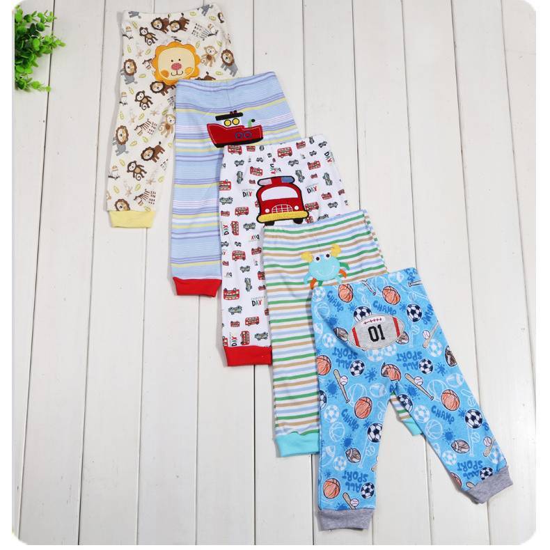5-Pack Cartoon Print Baby Leggings | Soft Cotton Toddler Pants with Elastic Waist