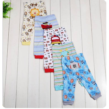 5-Pack Cartoon Print Baby Leggings | Soft Cotton Toddler Pants with Elastic Waist