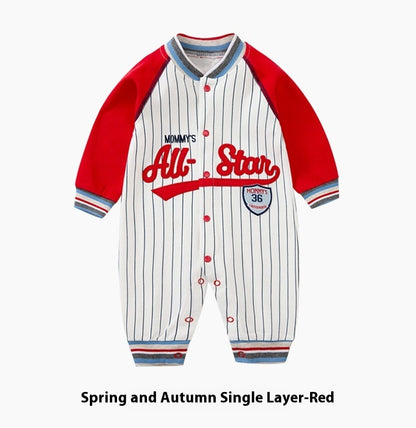 Adorable Baby Jumpsuits: Long Sleeve Baseball Uniform Pure Cotton Rompers
