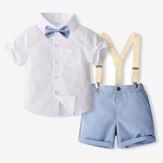 Charmingly Dapper: British Style Short Sleeve Children's Suit for the Young Gentleman!