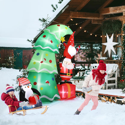 6FT Christmas Inflatable with 8 LED Lights – Santa, Elf & Penguin Yard Decoration for Holiday Display
