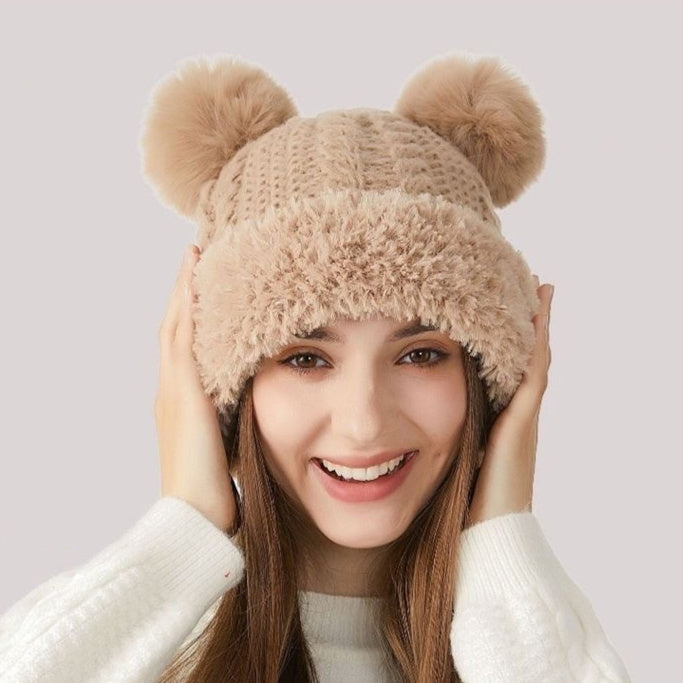 Winter Kids Knitted Hat with Cute Fur Ball | Outdoor Warm Beanie for Children