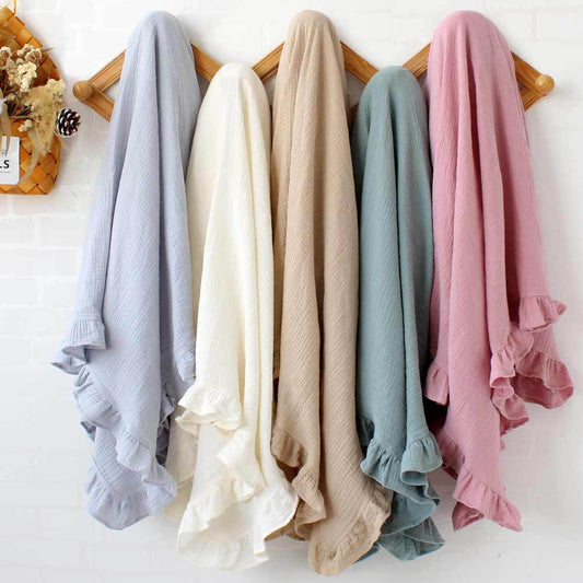 Newborn Baby Blanket with Ruffle Detail: Adorable and Soft Infant Bedding