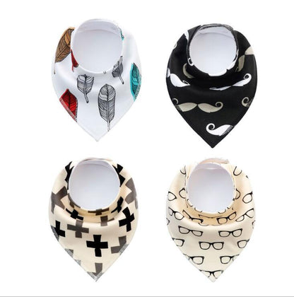 4pcs Printed Baby Bibs and Burp Cloth Set: Adorable and Absorbent Essentials